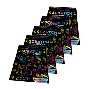 Set x5 Papel Esgrafiado Scratch con 9 láminas Lisas para Dibujo Libre