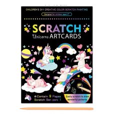 Set Papel Esgrafiado Scratch de Unicornios con 9 láminas