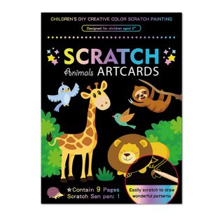 Set Papel Esgrafiado Scratch con 9 láminas de Animales