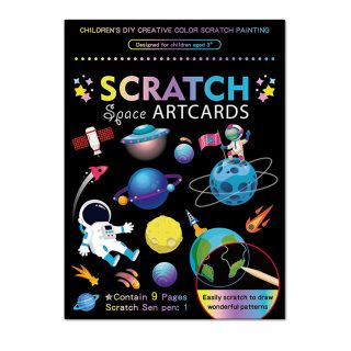 Set Papel Esgrafiado Scratch con 9 láminas del Espacio