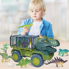 Juguete Dinosaurio Camión Grande + 4 Dino Go Kart + Accesorios
